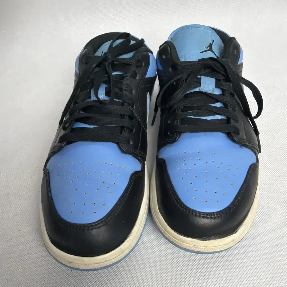Nike Air Jordan 1 Low Mens 9 Black University Blue Basketball Shoes Sneakers